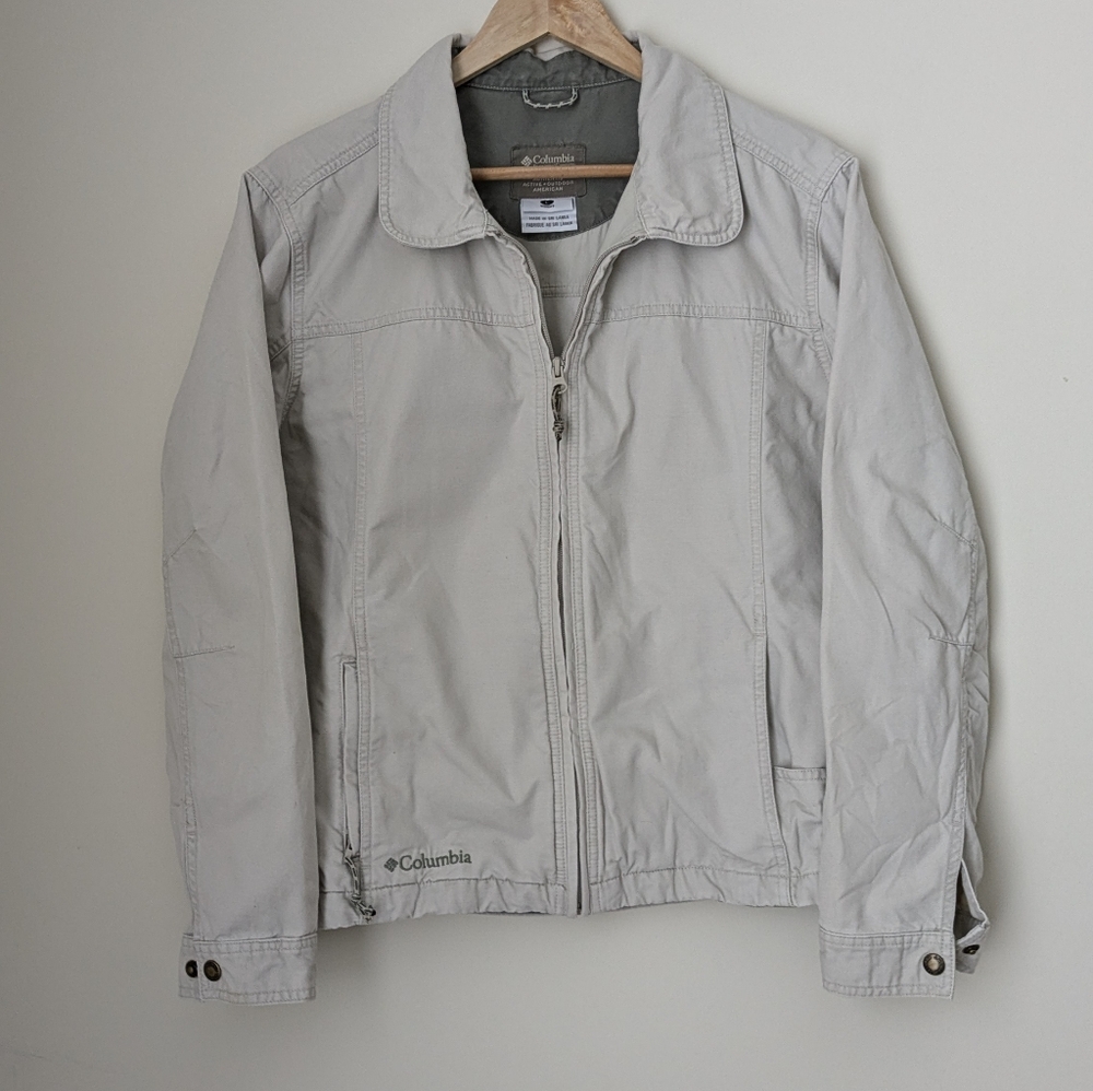 Vintage Columbia Khaki Cotton Utility Jacket Large